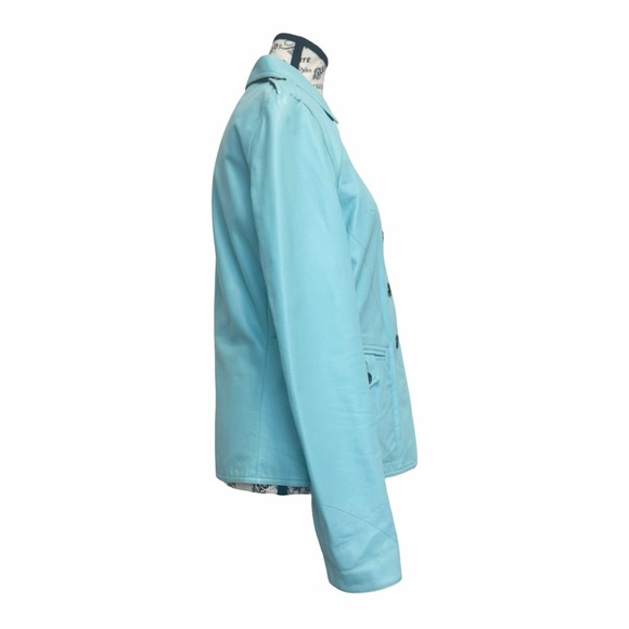 Source Unknown Women’s Aqua Leather Jacket - Picture 5 of 11